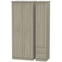 Pembroke Driftwood Triple Wardrobe - Tall Plain with 2 Drawer