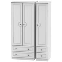 pembroke white triple wardrobe with drawer