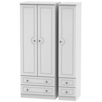 Pembroke White Triple Wardrobe - Tall with Drawer