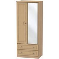 Pembroke Light Oak Wardrobe - 2ft 6in with 2 Drawer and Mirror