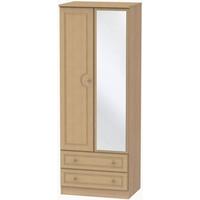 Pembroke Light Oak Wardrobe - Tall 2ft 6in with 2 Drawer and Mirror
