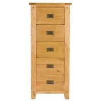 Perth Oak Chest of Drawer - Tall 5 Drawer