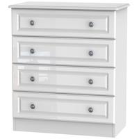 Pembroke High Gloss White Chest of Drawer - 4 Drawer