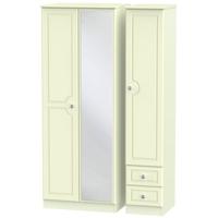 pembroke cream triple wardrobe tall with mirror and 2 drawer