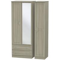 pembroke driftwood triple wardrobe tall with 2 drawer and mirror