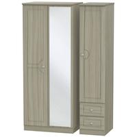 Pembroke Driftwood Triple Wardrobe - with Mirror and 2 Drawer