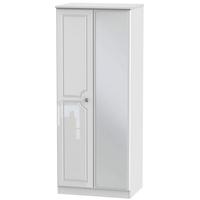 Pembroke High Gloss White Wardrobe - 2ft 6in with Mirror