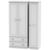 pembroke white triple wardrobe with 2 drawer