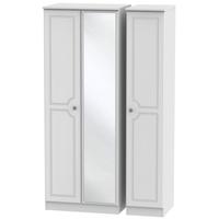 Pembroke White Triple Wardrobe - Tall with Mirror