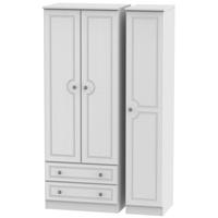 Pembroke White Triple Wardrobe - Tall with 2 Drawer