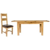 Perth Oak Dining Set with 6 Chairs - Extending
