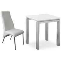 pella white high gloss square dining set with 4 eton white faux leathe ...