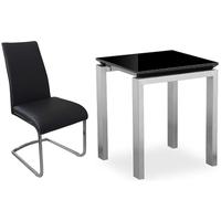 pella black high gloss square dining set with 4 avante black faux leat ...