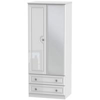 pembroke high gloss white wardrobe 2ft 6in with 2 drawer and mirror