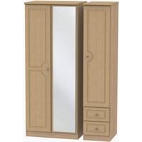 pembroke light oak triple wardrobe with mirror and 2 drawer