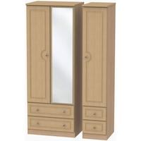 Pembroke Light Oak Triple Wardrobe - Tall with Mirror and Drawer