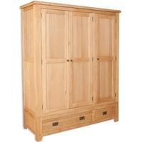 Perth Natural Oak Wardrobe - 3 Door 2 Drawer