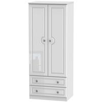 Pembroke High Gloss White Wardrobe - 2ft 6in with 2 Drawer