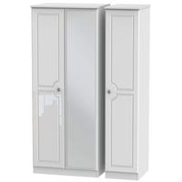 Pembroke High Gloss White Triple Wardrobe with Mirror