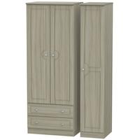 Pembroke Driftwood Triple Wardrobe - Tall with 2 Drawer