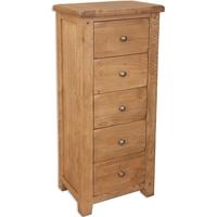 Perth Country Oak Chest of Drawer - Tall 5 Drawer