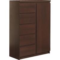 Pello Dark Mahogany Hall Cabinet - 1 Door 5 Drawer