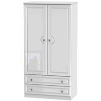 Pembroke High Gloss White Wardrobe - 3ft with 2 Drawer