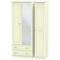 pembroke cream triple wardrobe tall with 2 drawer and mirror