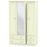 pembroke cream triple wardrobe tall with drawer and mirror