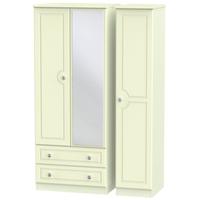 Pembroke Cream Triple Wardrobe - 2 Drawer with Mirror