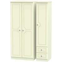 pembroke cream triple wardrobe with plain with 2 drawer