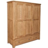 perth country oak wardrobe 3 door 2 drawer