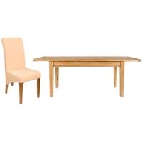 Perth Oak Dining Set with 8 Leather Chairs - Extending