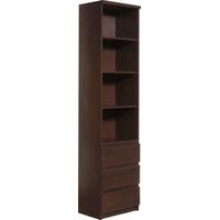 pello dark mahogany bookcase tall narrow 3 drawer