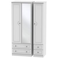 Pembroke White Triple Wardrobe - Tall with Mirror and Drawer