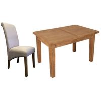 Perth Country Oak Dining Set with 6 Fabric Chairs - Extending