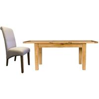 Perth Oak Dining Set with 6 Fabric Chairs - Extending