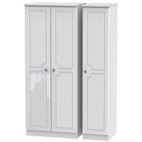 Pembroke High Gloss White Triple Plain Wardrobe