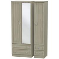 Pembroke Driftwood Triple Wardrobe - Tall with Drawer and Mirror