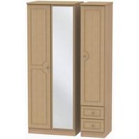 pembroke light oak triple wardrobe tall with mirror and 2 drawer