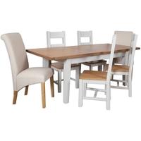 Perth French Grey Dining Set - Extending with 4 Wooden and 2 Fabric Chairs