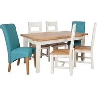 Perth French Ivory Dining Set - Extending with 4 Wooden and 2 Fabric Chairs