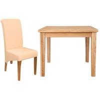 perth natural oak dining set with 4 leather chairs