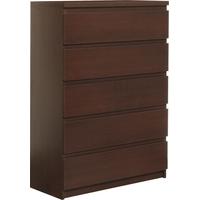 pello dark mahogany chest of drawer wide 5 drawer