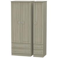 pembroke driftwood triple wardrobe tall with drawer