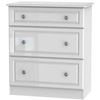 Pembroke High Gloss White Chest of Drawer - 3 Drawer Deep