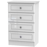 Pembroke High Gloss White Chest of Drawer - 4 Drawer Midi