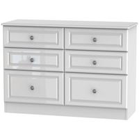 pembroke high gloss white chest of drawer 6 drawer midi