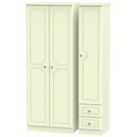 pembroke cream triple wardrobe tall plain with 2 drawer