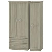 Pembroke Driftwood Triple Wardrobe - 2 Drawer